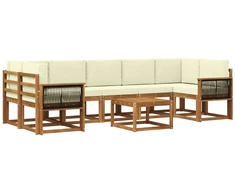 Lauko sofos komplektas su pagalve 6 pcs Natūralus ir grietinėlė