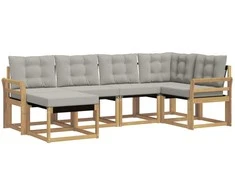 Lauko sofos komplektas su pagalve 6 pcs Balta ir šviesiai pilka