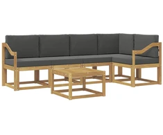 Lauko sofos komplektas su pagalve 6 pcs Balta ir antracito