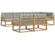 Lauko sofos komplektas su pagalve 6 pcs Balta ir šviesiai pilka