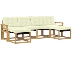 Lauko sofos komplektas su pagalve 6 pcs Balta ir kreminė