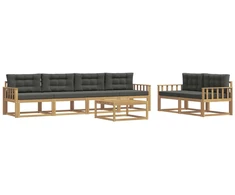 Lauko sofos komplektas su pagalve 6 pcs Balta ir antracito