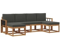 Lauko sofos komplektas su pagalve 6 pcs Natūralus ir antracitas