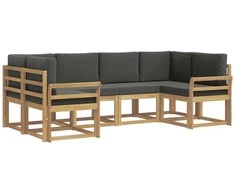 Lauko sofos komplektas su pagalve 6 pcs Balta ir antracito