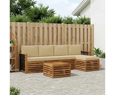 Lauko sofos komplektas su pagalve 6 pcs Natūralus ir bežinis