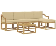 Lauko sofos komplektas su pagalve 6 pcs Balta ir kreminė