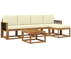 Lauko sofos komplektas su pagalve 6 pcs Natūralus ir grietinėlė