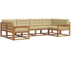Lauko sofos komplektas su pagalve 6 pcs Natūralus ir bežinis