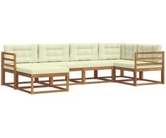 Lauko sofos komplektas su pagalve 6 pcs Natūralus ir grietinėlė