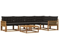 Lauko sofos komplektas su pagalve 6 pcs Natūrali ir juoda