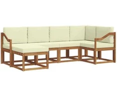 Lauko sofos komplektas su pagalve 6 pcs Natūralus ir grietinėlė
