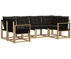 Lauko sofos komplektas su pagalve 6 pcs Balta ir juoda