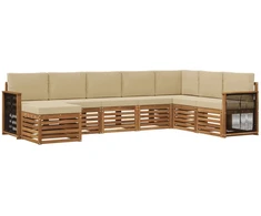 Lauko sofos komplektas su pagalve 6 pcs Natūrali