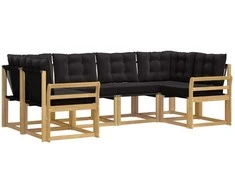 Lauko sofos komplektas su pagalve 6 pcs Balta ir juoda