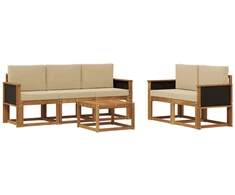 Lauko sofos komplektas su pagalve 6 pcs Natūrali