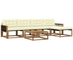 Lauko sofos komplektas su pagalve 6 pcs Natūralus ir grietinėlė