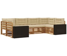 Lauko sofos komplektas su pagalve 6 pcs Natūralus ir bežinis