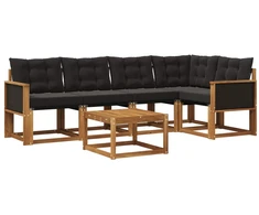 Lauko sofos komplektas su pagalve 6 pcs Natūrali ir juoda