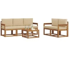 Lauko sofos komplektas su pagalve 6 pcs Natūralus ir bežinis