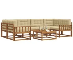Lauko sofos komplektas su pagalve 7 pcs Natūralus ir bežinis