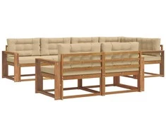 Lauko sofos komplektas su pagalve 7 pcs Natūralus ir bežinis