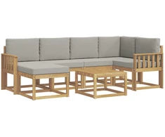 Lauko sofos komplektas su pagalve 7 pcs Balta ir šviesiai pilka