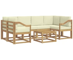 Lauko sofos komplektas su pagalve 7 pcs Balta ir kreminė