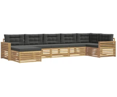 Lauko sofos komplektas su pagalve 7 pcs Balta ir antracito
