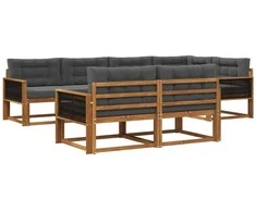 Lauko sofos komplektas su pagalve 7 pcs Natūralus ir antracitas