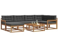 Lauko sofos komplektas su pagalve 7 pcs Natūralus ir antracitas