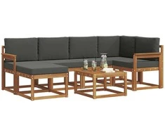 Lauko sofos komplektas su pagalve 7 pcs Natūralus ir antracitas