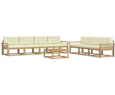 Lauko sofos komplektas su pagalve 7 pcs Balta ir kreminė