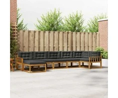Lauko sofos komplektas su pagalve 7 pcs Natūralus ir antracitas