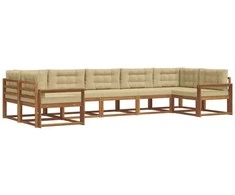 Lauko sofos komplektas su pagalve 7 pcs Natūralus ir bežinis