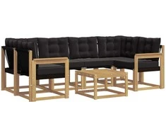 Lauko sofos komplektas su pagalve 7 pcs Balta ir juoda