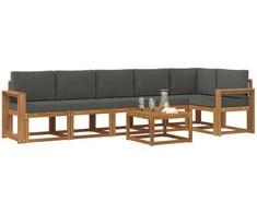 Lauko baldų komplektas Lauko sofos komplektas su pagalve 7 pcs Natūralus ir antracitas