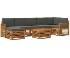 Lauko sofos komplektas su pagalve 7 pcs Natūralus ir antracitas