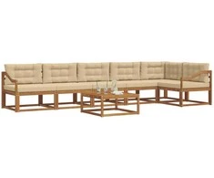 Lauko sofos komplektas su pagalve 7 pcs Natūralus ir bežinis