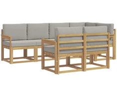 Lauko sofos komplektas su pagalve 7 pcs Balta ir šviesiai pilka