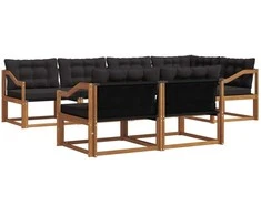 Lauko sofos komplektas su pagalve 7 pcs Natūrali ir juoda