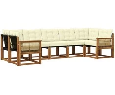 Lauko sofos komplektas 7 pcs Natūralus ir grietinėlė
