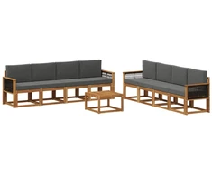 Lauko sofos komplektas su pagalve 7 pcs Natūralus ir antracitas