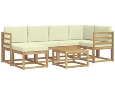 Lauko sofos komplektas su pagalve 7 pcs Balta ir kreminė