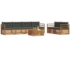 Lauko sofos komplektas su pagalve 7 pcs Natūralus ir antracitas