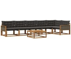 Lauko sofos komplektas su pagalve 7 pcs Natūrali ir juoda