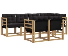 Lauko sofos komplektas su pagalve 7 pcs Balta ir juoda