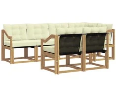 Lauko sofos komplektas su pagalve 7 pcs Balta ir kreminė