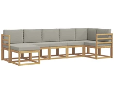Lauko sofos komplektas su pagalve 7 pcs Balta ir šviesiai pilka