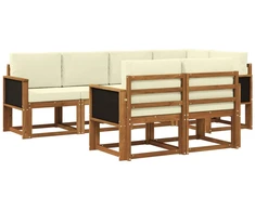 Lauko sofos komplektas su pagalve 7 pcs Natūralus ir grietinėlė