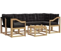 Lauko sofos komplektas su pagalve 7 pcs Balta ir juoda